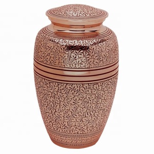 Urna de cremación de latón macizo para adultos, acabado Chapado en cobre clásico, grabado a mano, roble de cobre para cenizas humanos, acentos para el hogar Axiom - Product Image 1