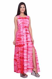 ชุดแม็กซี่เดรสยาวมัดย้อมสำหรับผู้หญิงชุดราตรีแขนกุดแบบผ่าชุดเดรสงานปาร์ตี้ลำลองขายส่ง - Product Image 3