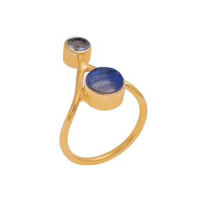 Véritable Labradorite Cristal Gemme Plaqué Or Bague Fashion en Argent Sterling 925 Bijoux Grossiste Fabrication Casa De Plata - Product Image 1