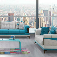 Modernes Chesterfield-Sofa-Set im Europäischen Stil mit Stoffbezug und Massivholzrahmen für Wohnzimmer, Esszimmer, Apartments, Hotels und Krankenhäuser