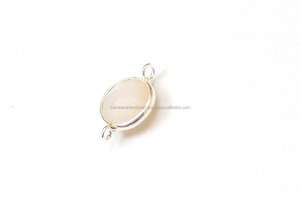 Joyería de múltiples piedras preciosas bohemias facetadas de Calcedonia Rosa chapada en plata con conector de bisel de oro hecho de latón - Product Image 2