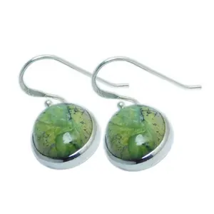 New Style Women Superior Quality 925 Sterling Silver Real Green Opal Gemstone Earrings Supplier