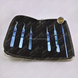 แหนบต่อขนตาปลอมเคลือบสีฟ้า,เคสหนังสเตนเลสสตีลสำหรับต่อขนตาปลอมโลโก้ได้ตามต้องการ - Product Image 1