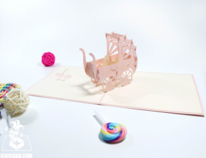 Lovely Baby Crib Baby Shower Pop Up tarjeta de felicitación artesanía precio barato mayorista vietnamita - Product Image 5