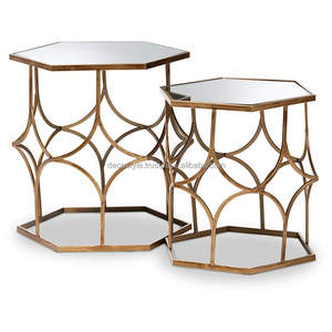 Sada ชุดโต๊ะสะท้อนแสงสีทองแบบโบราณ2ชิ้น - Product Image 4