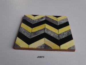 Sous-verre en mosaïque incrusté de corne à deux tons de haute qualité avec motif de fleurs Vaisselle en verre durable pour table basse au prix de gros - Product Image 6