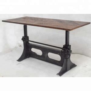 โต๊ะรับประทานอาหารแบบเปิดประทุนยืดได้ทำจากไม้เนื้อแข็งทำจากเหล็กหล่อแบบโบราณสำหรับอุตสาหกรรมเฟอร์นิเจอร์บ้านคาเฟ่ร้านอาหารงานเลี้ยงงานแต่งงาน - Product Image 2