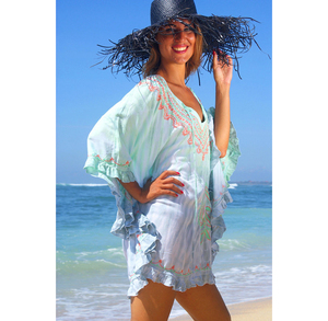Vestido de verano de rayón con bordado, estilo bohemio - Product Image 1
