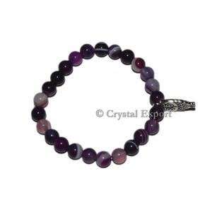 Gemstone Pink Agate <b>Bracelets</b> With Owl Hand Crafted <b>Beaded</b> <b>Bracelets</b> - Product Image 1