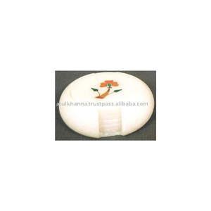 White Marble Inlay <b>Coaster</b> <b>Set</b> For Home Decorative and Gift Items - Product Image 1