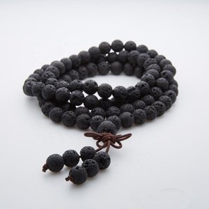 Collier de perles de prière en pierre de lave noué à la main traditionnel Style classique pour les fêtes d'anniversaire Bracelet perlé à la mode cadeau - Product Image 1