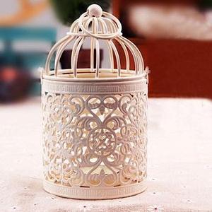 White Metal <b>Cage</b> Lantern Dimmable Hanging Outdoor <b>Light</b> with Elegant Candle Design Home Decorative Candle Lantern - Product Image 2
