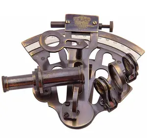 Kartique Antique Brass Hải Lý Sextant Cổ Điển Đức Phong Cách Kelvin & Hughes Với Hộp Da CHSEX10070