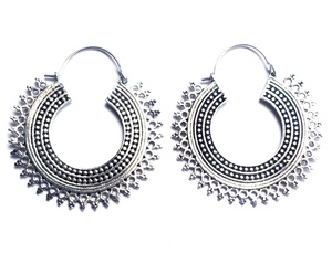Boucles d'oreilles Tribal pour femmes, pendantes en argent, bijoux indiens de style bohème - Product Image 1