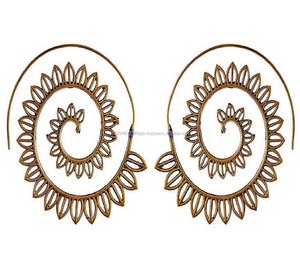Pendientes en espiral con estilo antiguo para mujer, joyería de boda, estilo étnico, bohemio, India, gran oferta, 2021 - Product Image 1