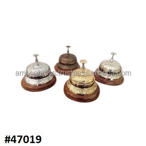 โลหะทองเหลืองและไม้ฐานโต๊ะระฆัง - Product Image 6