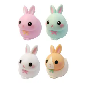 Petit Promotionnel Figure Lapin Animal de Bande Dessinée En Plastique Roto Moulage 4.5cm Vinyle PVC Jouet