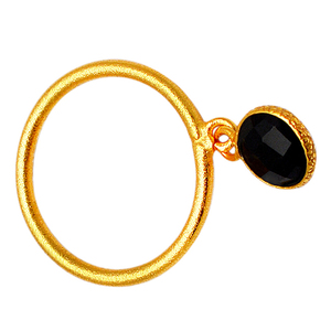 Anillo de Plata de Ley 925 con piedras preciosas de ónix negro natural con anillo hecho a mano chapado en oro, joyería, anillo de moda para regalo de boda. - Product Image 4