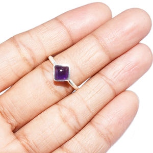 Amatista forma cuadrada púrpura Virtual, anillos de plata de ley 925 hechos a mano, joyería de plata India - Product Image 4