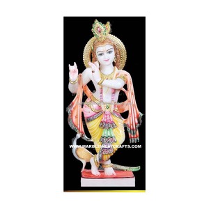 ผู้ผลิตอินเดียสวยสวย Makrana หินอ่อนพระกฤษณะรูปปั้นสำหรับบูชาและวัด - Product Image 1