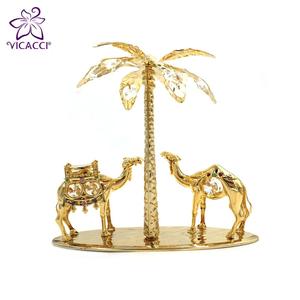 Camel chapado en oro con Palmera con cristales para decoración del hogar - Product Image 1