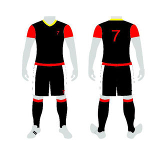 Uniforme de fútbol para hombres y mujeres, 100% de poliéster uniforme de fútbol, Color personalizado, cuello en V, Media manga, con logotipo personalizado, venta al por mayor - Product Image 2