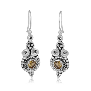 Citrine Gemstone Boucle D'oreille En Argent Sterling 925 Forme Ronde Hameçon Dangle Boucles D'oreilles Classique À La Mode Boucle D'oreille Pour Cadeau De Mariage. - Product Image 3