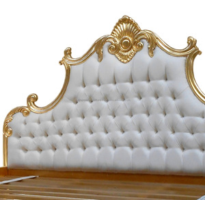 บ้านเฟอร์นิเจอร์ห้องนอนไม้-เฟอร์นิเจอร์เตียงแกะสลักทองหรูหรา - Product Image 3