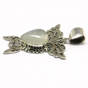 Pendentifs en argent sterling 925 de haute qualité avec pierre de lune arc-en-ciel blanche, bijoux indiens en argent, style bohème, Christian Third Party - Product Image 4