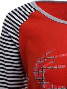 Camiseta de algodón 100% de diseño personalizado para mujer, camiseta de talla grande con botones de lentejuelas y mangas completas, bordado informal con estampado de lazo, moda al por mayor - Product Image 4