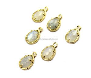 18K Plaqué Or Oeuf Forme Gemme Connecteurs Prong Réglage Naturel Lapis Lazuli DIY Unique Bail Bijoux Résultats Composants - Product Image 6