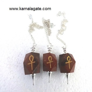 Péndulo de Cristal Grabado Natural Lapiz Lazuli Ankh Artesanías de Piedra Semipreciosa con Tema de Reiki para Radiestesia A LA Venta - Product Image 6