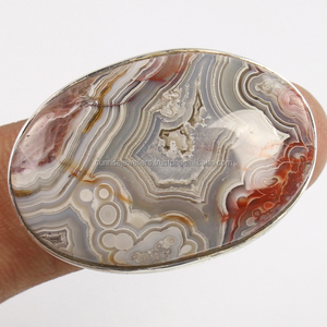 Forma ovalada Plata de Ley 925 Natural CRAZY LACE AGATE Gemstone Anillo de bodas Venta al por mayor Joyería hecha a mano - Product Image 2