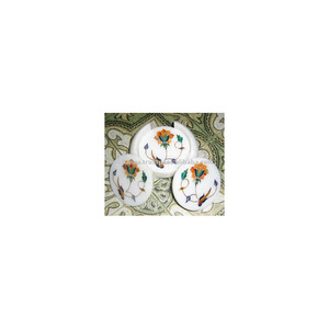 White Marble Inlay <b>coaster</b> <b>Set</b> - Product Image 1