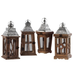 Lanternes de bougie en bois suspendues classiques de meilleure qualité avec dessus en finition pour intérieur et extérieur, décoration de maison indienne - Product Image 3