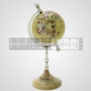 Globo Terráqueo de Escritorio de Lujo con Base de Madera y Marco de Metal |   Esfera Geográfica Decorativa para Oficina, Hogar y Biblioteca - Product Image 2