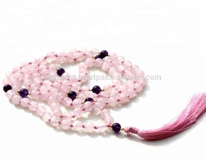 สร้อยคอ108อเมทิสต์ประดับด้วยลูกปัดหินควอตซ์มีพู่มาลาลูกปัดสำหรับผู้นับถือศาสนาพุทธสำหรับเป็นของขวัญและงานเลี้ยง - Product Image 1