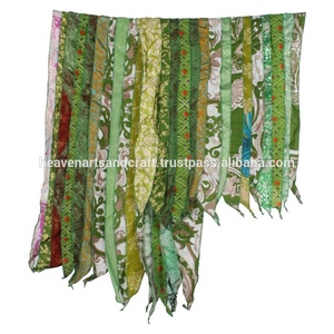 Vintage 100% soie Sari ethnique inde motif formel Wrap écharpes Sari patchs écharpe réversible coloré rayé écharpe Vintage - Product Image 3