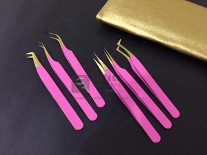 Pinzas de pestañas profesionales de acero inoxidable al por mayor, pinzas de pestañas de oro rosa probadas a mano, logotipo personalizado sostenible para - Product Image 6