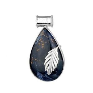Vintage Trendy 925 Sterling Silver Pietersite Gemstone Pendant Fine Jewelry avec Gold Plating - Product Image 1