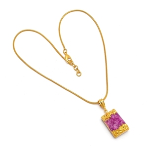 Collier pendentif Druzy rectangle en argent sterling 925 avec or vermeil pour fête de mariage et cadeau de fiançailles d'anniversaire - Product Image 3