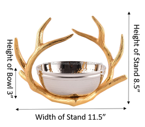 Cuenco de decoración de acento moderno hecho a mano de alta calidad, cuenco de servicio de vidrio de Metal de nuevo diseño con superposición de tallo hecho a mano por aluminio - Product Image 4