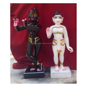 Makrana-escultura de piedra de posición de pie para adoración, Makrana, Señor de mármol, Krishna y Radha, color blanco puro y negro - Product Image 1
