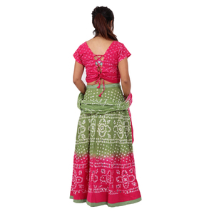 ชุดผ้าฝ้ายพิมพ์ลาย Bandhej สำหรับผู้ใหญ่เสื้อผ้าอินเดียแบบดั้งเดิม - Product Image 4