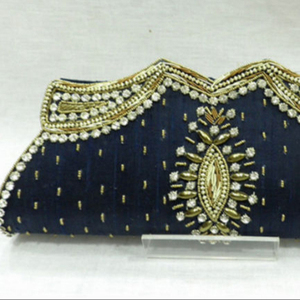 <b>Black</b> <b>Hand</b> Embroidered Ladies Beaded Clutch <b>Bag</b> - Product Image 1