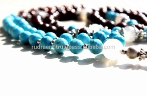 Dernier Design Collier Bohème Turquoise Bois de Santal Arc-en-Ciel Pierre de Lune Mala Perles Collier Spirituel Pierre Naturelle Noué Fiançailles - Product Image 2