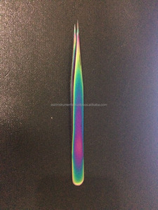 Pinzas de extensión de pestañas de acero inoxidable sostenibles de alta calidad pinzas de pestañas de Plasma arcoíris profesionales logotipo personalizado al por mayor - Product Image 3