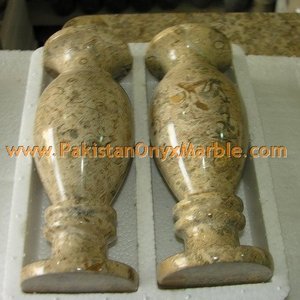 Vases à fleurs en marbre fossile de pierre naturelle, vases de sol fonctionnels - Product Image 1
