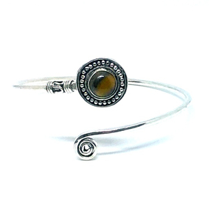 Silver Plated Stone Cuff <b>Bracelet</b> Handmade Silver Color Real Tiger Eye Stone <b>Bangle</b> <b>Bracelet</b> - Product Image 1