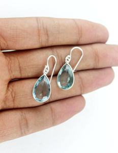 Aqua Hydro Gemstone Argent sterling 92.5 à facettes en forme de poire Boucles d'oreilles faites à la main Bijoux pour femmes Cadeau mignon Vente en gros - Product Image 5